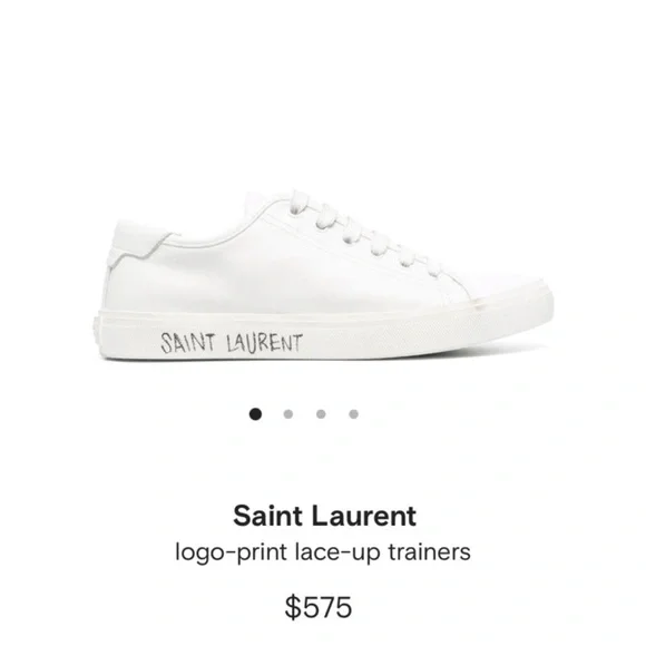 Saint Laurent Malibu Canvas Sneaker - White Distressed Logo 37.5 or 7/7.5 - Picture 7 of 14